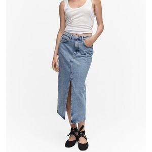 MNG denim midi skirt